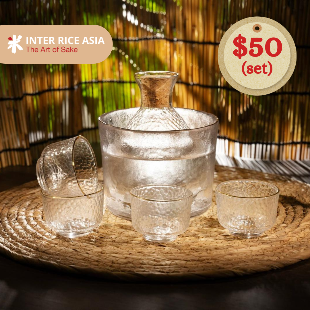 Gold Rim Sake Glassware Set (6-in1)